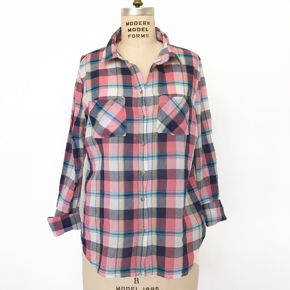 POLLY & ESTHER - Feminine Plaid Shirt - Picture 1 of 4